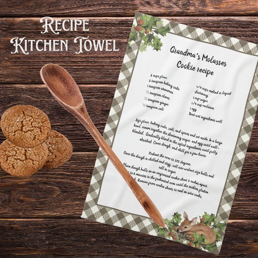 Kerst Herten Heilig Recept Keepsake Beige Plaid Theedoek