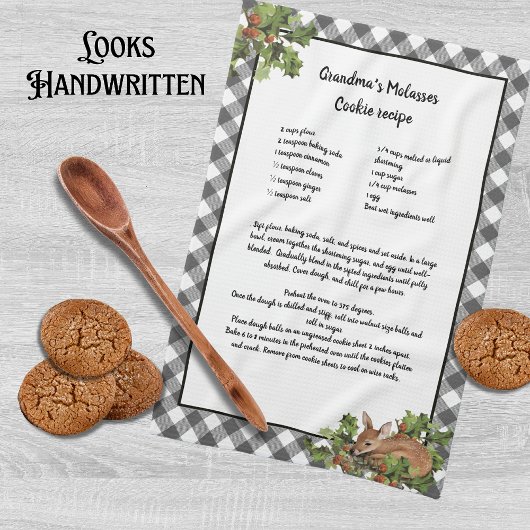 Kerst Herten Heilig Recept Keepsake Grey Plaid Theedoek