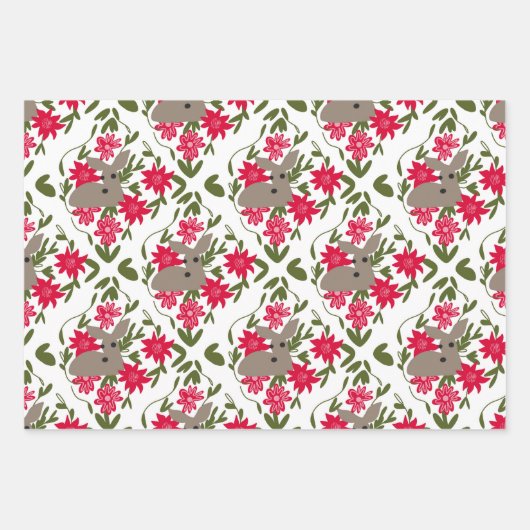 Kerst herten in Bos Inpakpapier Vel (Voorkant 3)