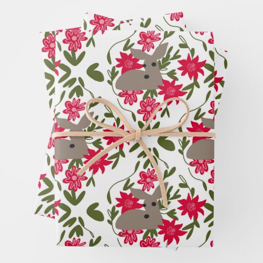 Kerst herten in Bos Inpakpapier Vel (In situ)