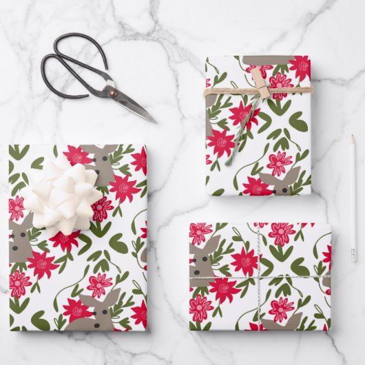 Kerst herten in Bos Inpakpapier Vel (Voorkant)
