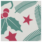 Kerst Herten Kerst Holly Patroon Stof (Close Up)