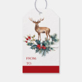 Kerst Herten & Kerstmis bessen krans Cadeaulabel (Achterkant)