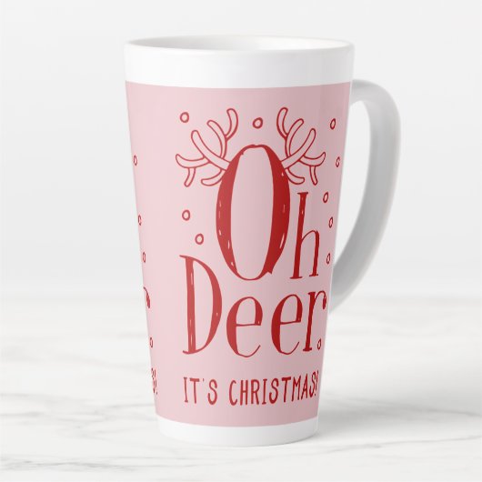 Kerst herten leuk illustratie latte koffie mok (Rechterhoek)