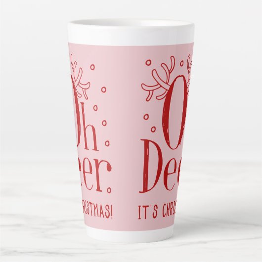 Kerst herten leuk illustratie latte koffie mok (Voorkant)