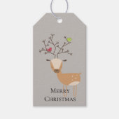 Kerst herten met vogels cadeaulabel (Voorkant)