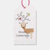 Kerst herten met vogels cadeaulabel (Voorkant)