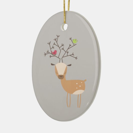 Kerst herten met vogels keramisch ornament (Links)