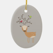 Kerst herten met vogels keramisch ornament (Voorkant)