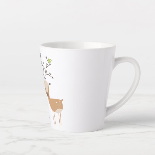 Kerst herten met vogels latte mok (Rechts)