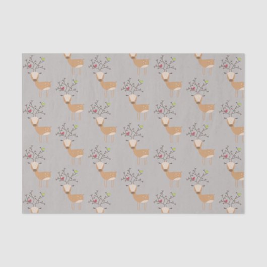 Kerst herten met vogels tissuepapier (Voorkant)