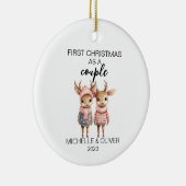 Kerst Herten Paar Gepersonaliseerd Keramisch Ornament (Rechts)