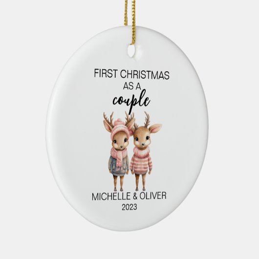 Kerst Herten Paar Gepersonaliseerd Keramisch Ornament (Rechts)