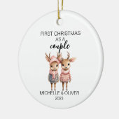 Kerst Herten Paar Gepersonaliseerd Keramisch Ornament (Links)