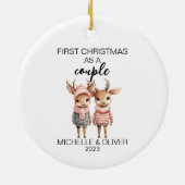 Kerst Herten Paar Gepersonaliseerd Keramisch Ornament (Achterkant)