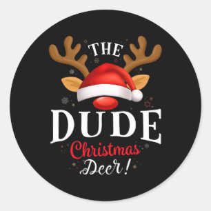 Kerst Herten Pus Xmas Familie Matching Ronde Sticker