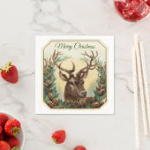 Kerst Herten Rendier Holly Pine Kegels Rustiek Servet (Insitu)