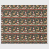 Kerst Herten Sneeuwman Snowy Forest Gifts Cadeaupapier (Vlak)