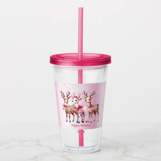 Kerst Herten Vakantie Acryl Tumbler Acryl Drinkbeker (Voorkant)