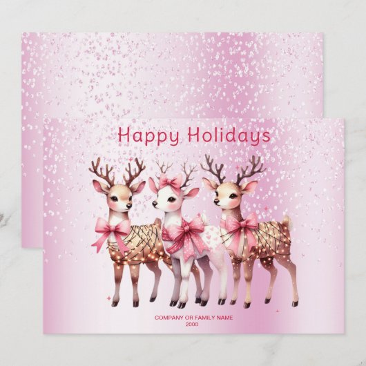 Kerst Herten Vakantie Kaart (Voorkant / Achterkant)