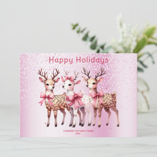 Kerst Herten Vakantie Kaart (Staand voorkant)