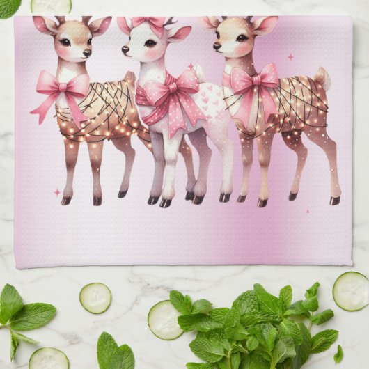 Kerst Herten Vakantie Keuken Handdoek (Gevouwen)