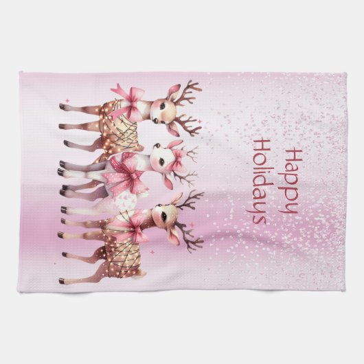 Kerst Herten Vakantie Keuken Handdoek (Horizontaal)