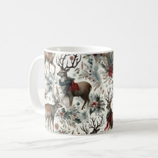 Kerst Herten Vakantie Koffiekopje Koffiemok (Voorkant links)