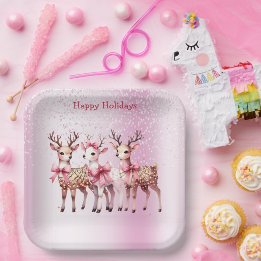 Kerst Herten Vakantiepapier Bord (Feest)