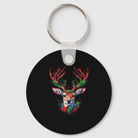 Kerst herten waterverf sleutelhanger (Voorkant)