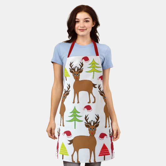 Kerst Herten Winter Kerstmis Schort (Gedragen)