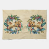 Kerst Herten Winter Waterverf Fun Animal Theedoek (Horizontaal)