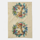 Kerst Herten Winter Waterverf Fun Animal Theedoek (Verticaal)