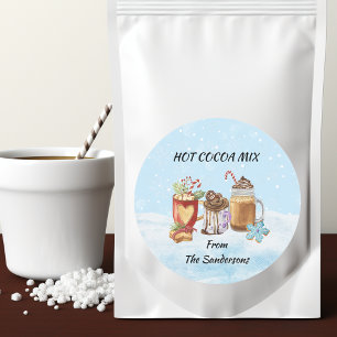Kerst hete Cacao Chocolade Mix Cadeau Ronde Sticker
