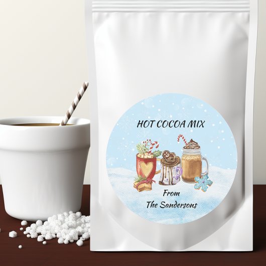 Kerst hete Cacao Chocolade Mix Cadeau Ronde Sticker
