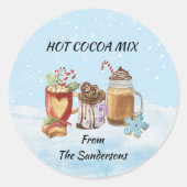 Kerst hete Cacao Chocolade Mix Cadeau Ronde Sticker (Voorkant)