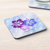 Kerst Hibiscus in tinten van Paarse Bier Onderzetter (Linkerzijde)