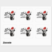 Kerst Highland Koe met Santa Hat Vierkante Sticker (Vel)