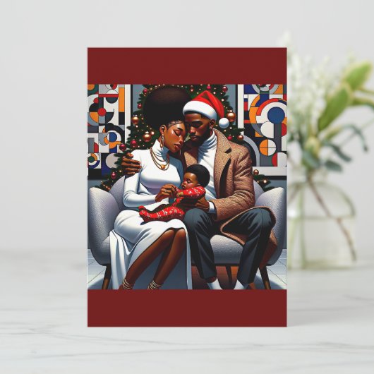 Kerst Hip-Hop Familie Portret Feestdagenkaart (Staand voorkant)