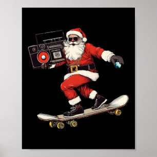 Kerst Hip Hop Kerstman Skateboarden Met B Poster