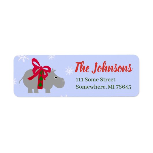 Kerst Hippo Nijlpaard Retouradres Etiket (Voorkant)