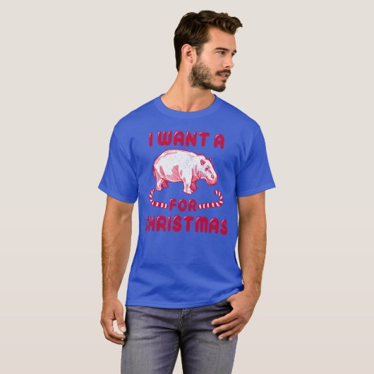 Kerst Hippo  Retro Kerstvriend T-shirt (Voorkant volledig)