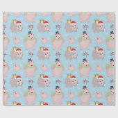 Kerst Hippopotamus Pattern Cadeaupapier (Vlak)