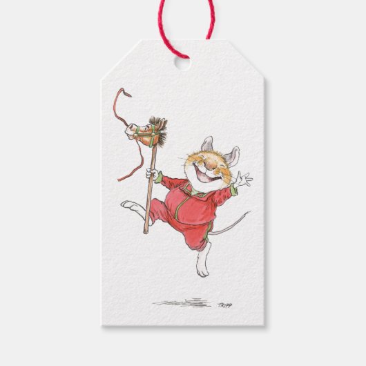 Kerst Hobbyhorse Mouse Gift Label Cadeaulabel (Voorkant)