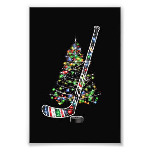 Kerst Hockey Sport Bal Santa Hoed Xmas Foto Afdruk