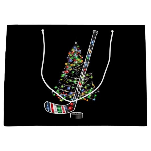 Kerst Hockey Sport Bal Santa Hoed Xmas Groot Cadeauzakje (Voorkant)