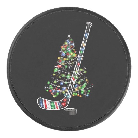 Kerst Hockey Sport Bal Santa Hoed Xmas Hockey Puck (Voorkant)
