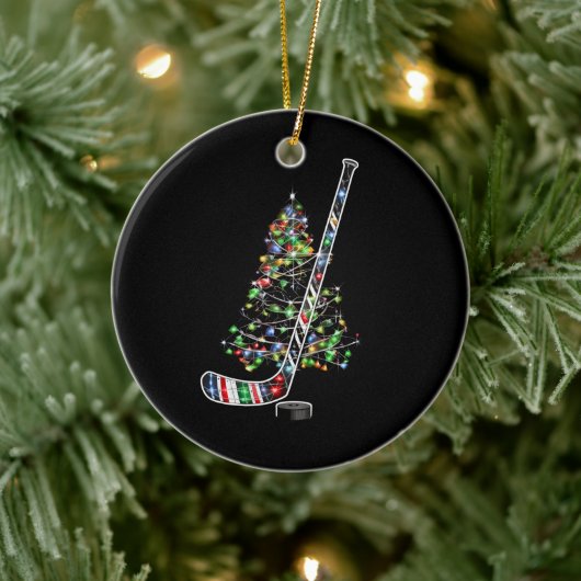 Kerst Hockey Sport Bal Santa Hoed Xmas Keramisch Ornament (Boom)