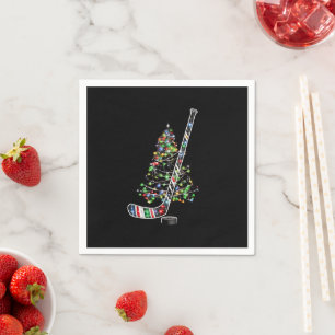 Kerst Hockey Sport Bal Santa Hoed Xmas Servet