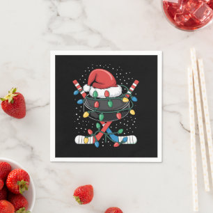 Kerst Hockey Xmas Kerstman Sport Hoed Bal Servet